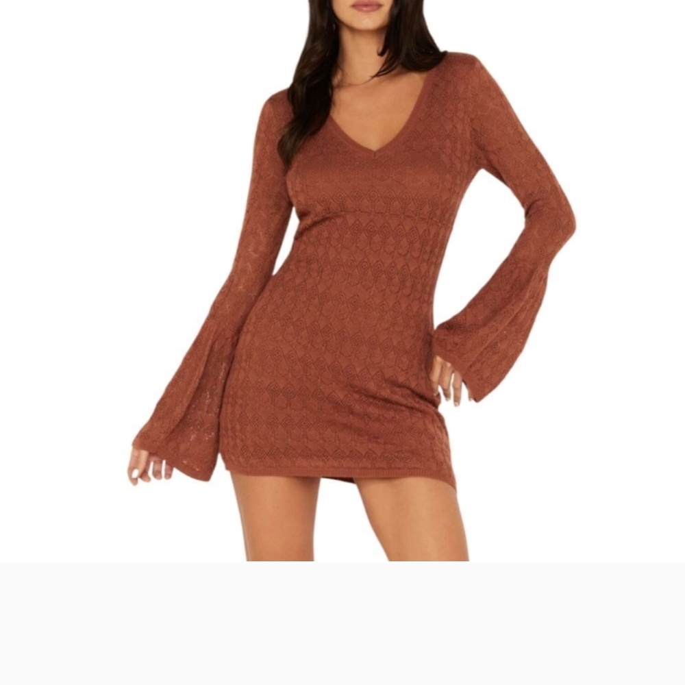 Shyanne Rust Long Sleeve Dress